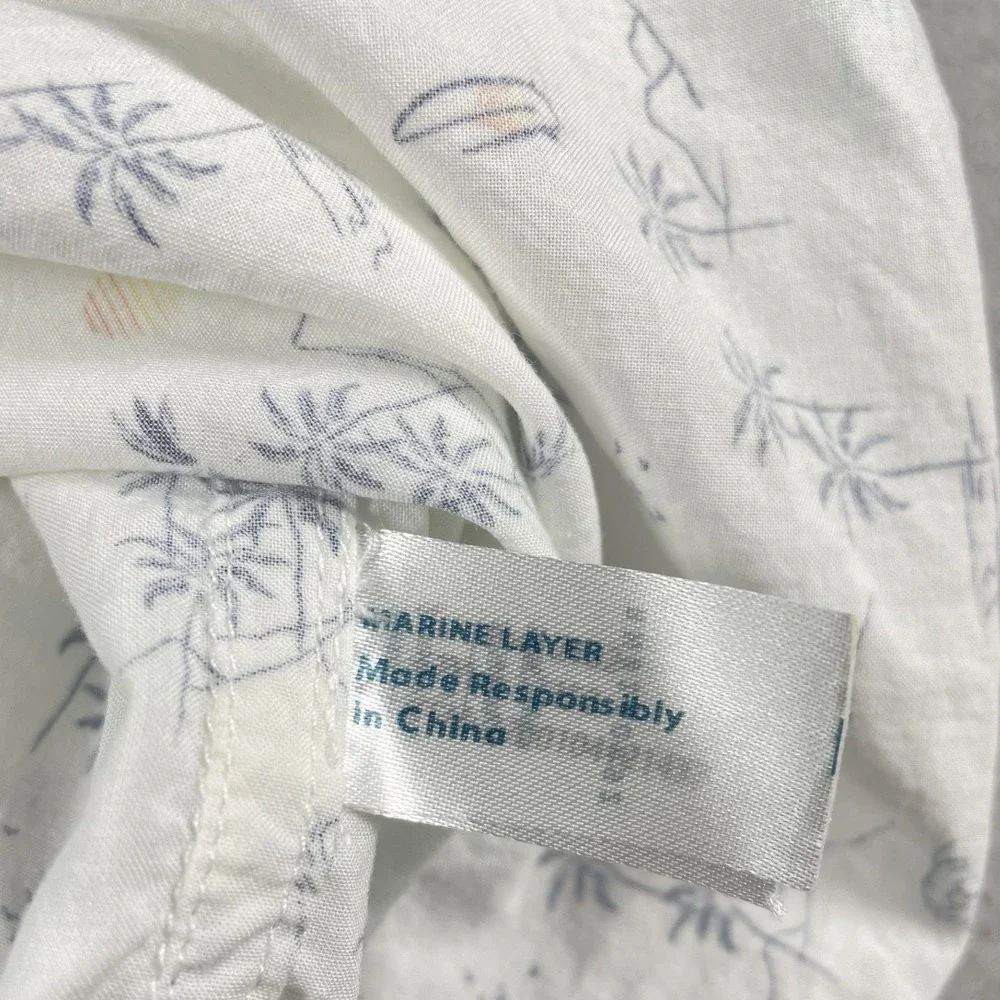 Marine Layer Button Down Mens XL White Surf Print Short Slv Casual Shirt Beach - Picture 5 of 11